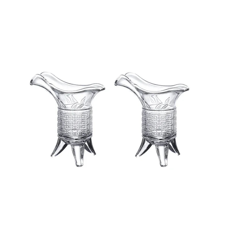 2pcs Sets Creative Liquor Cup Personalized Ancient Imperial Wine Cup 100ml Antique Wine Glass Art Design Three Legged Glass Cup